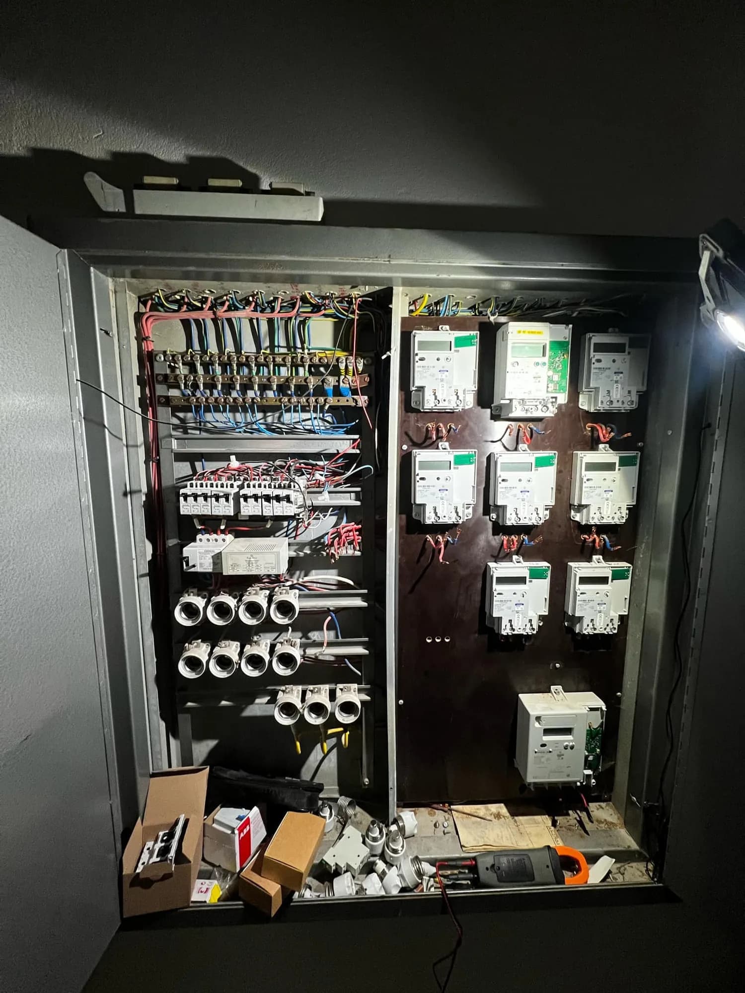 Meter and distribution board being built