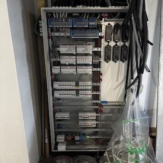 Electrical cabinet being installed